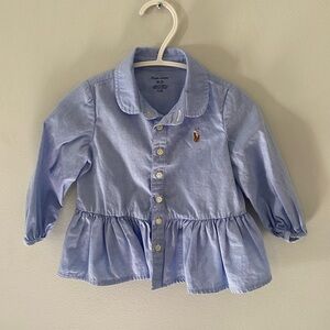 Ralph Lauren Kids Light Blue Peplum Button-Down Shirt